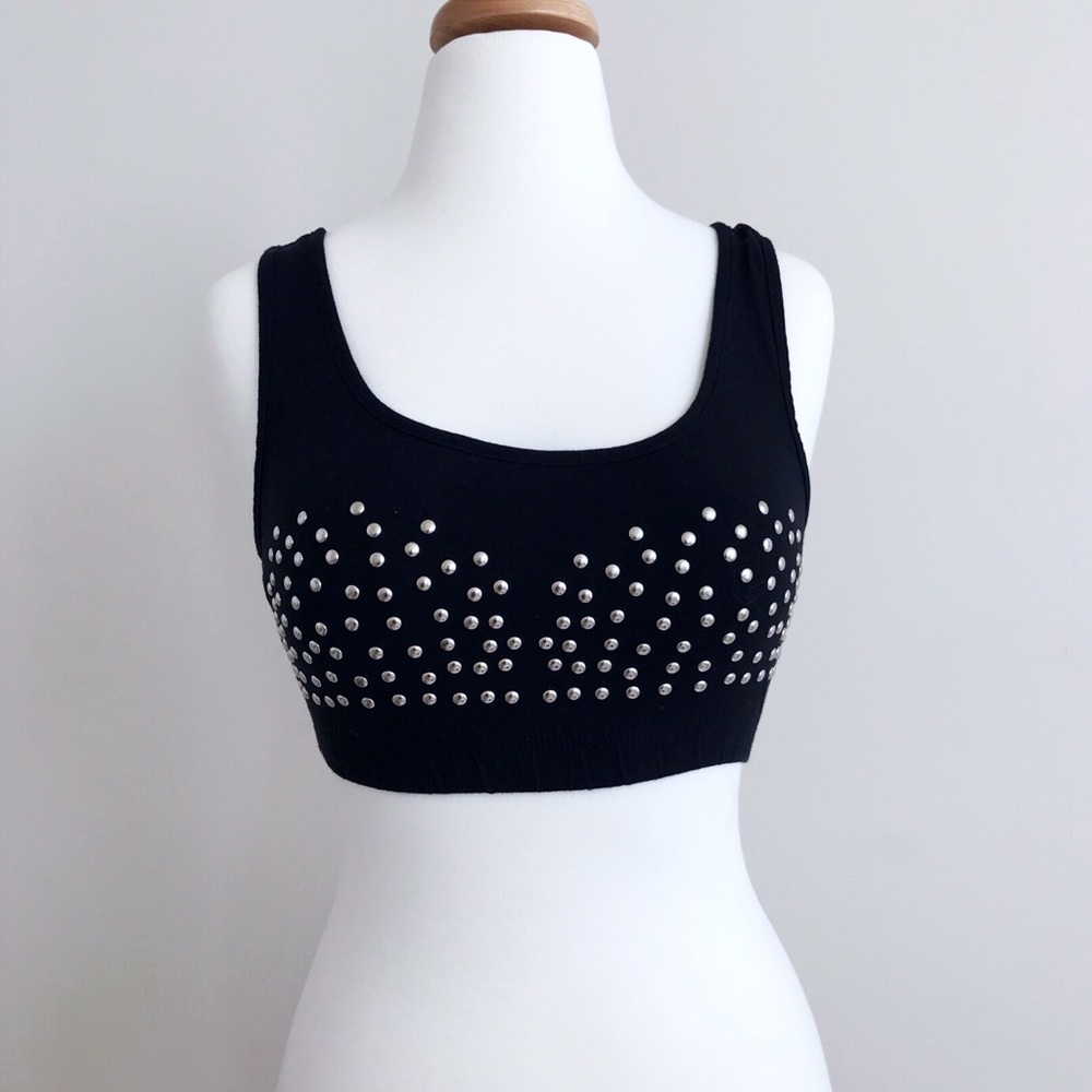 Forever21 Black Studded Crop Top